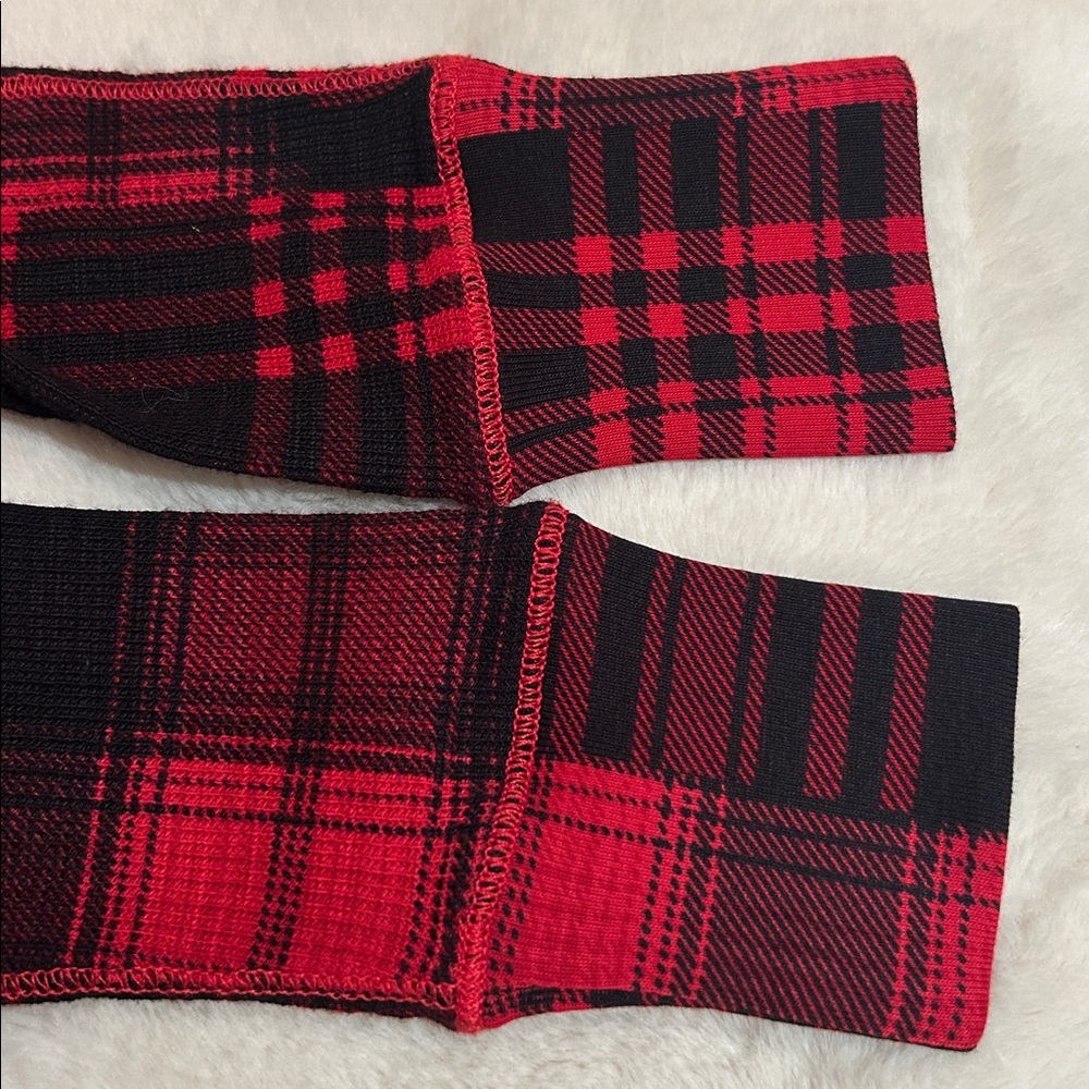 Polo Ralph Lauren Plaid Motif Cotton Henley Dress Red Black - Picture 7 of 11